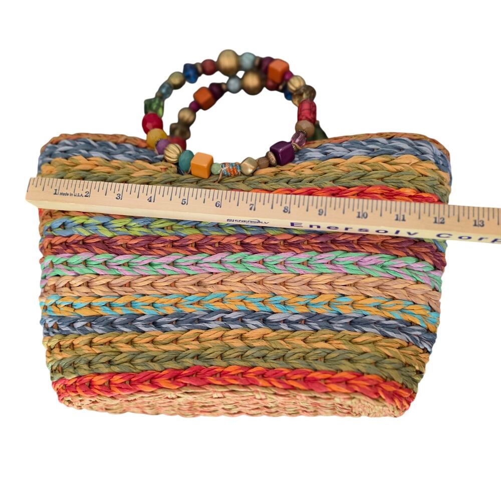 Cappeli Straworld Multicolor Woven Straw Beaded Handle Tote - Picture 12 of 13